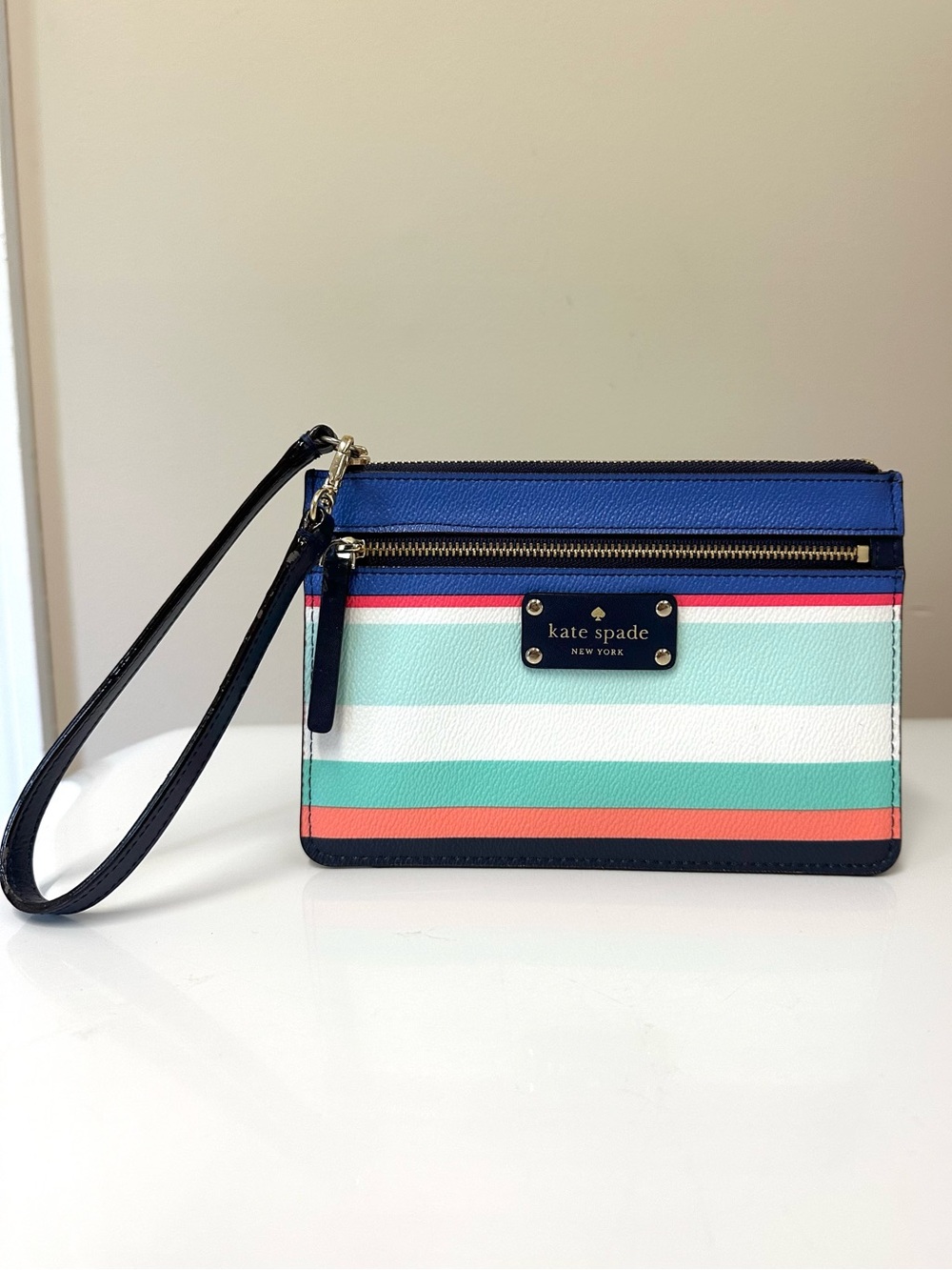 Kate Spade New York Striped Multicolor Wristlet Clutch
